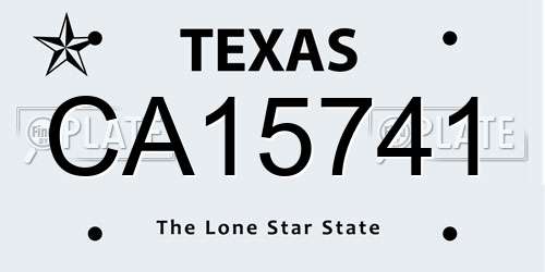 CA15741 Texas License Plate