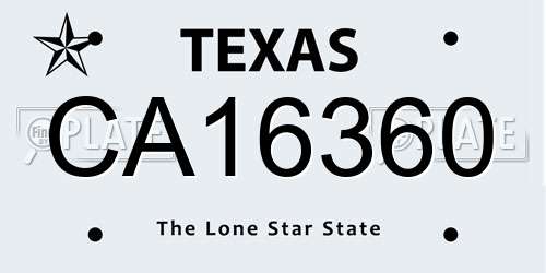 CA16360 Texas License Plate