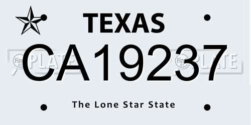 CA19237 Texas License Plate