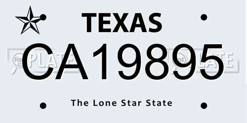 CA19895 Texas License Plate
