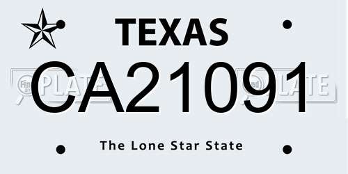 CA21091 Texas License Plate