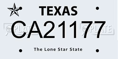 CA21177 Texas License Plate