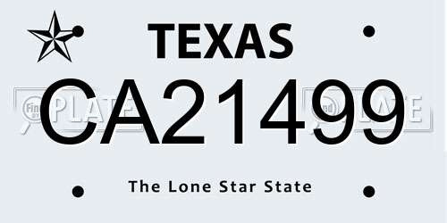 CA21499 Texas License Plate