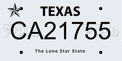 CA21755 Texas License Plate