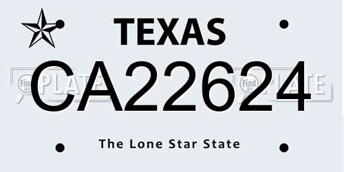 CA22624 Texas License Plate