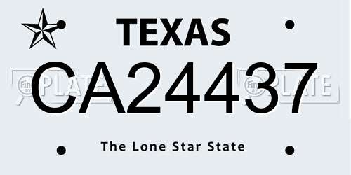CA24437 Texas License Plate
