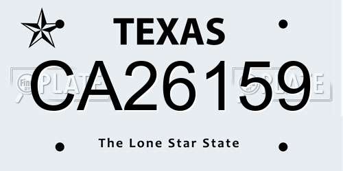 CA26159 Texas License Plate