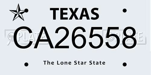 CA26558 Texas License Plate