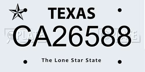 CA26588 Texas License Plate