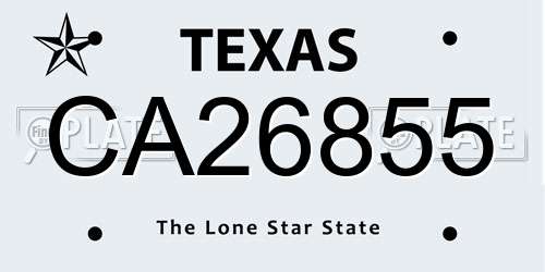 CA26855 Texas License Plate
