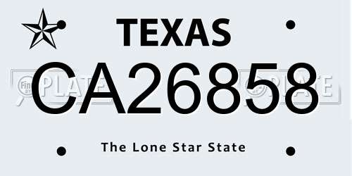 CA26858 Texas License Plate