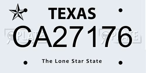 CA27176 Texas License Plate