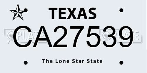 CA27539 Texas License Plate