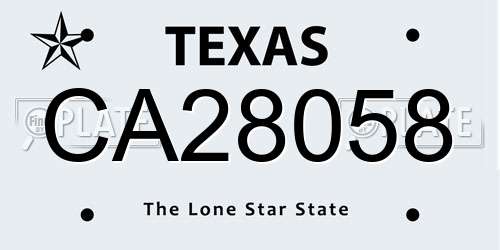 CA28058 Texas License Plate