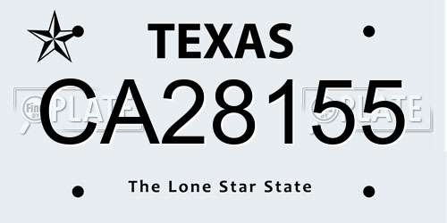 CA28155 Texas License Plate