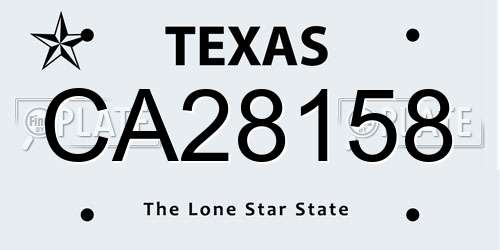 CA28158 Texas License Plate