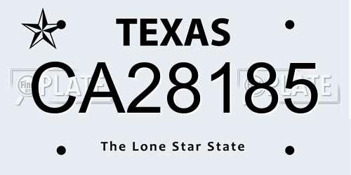 CA28185 Texas License Plate
