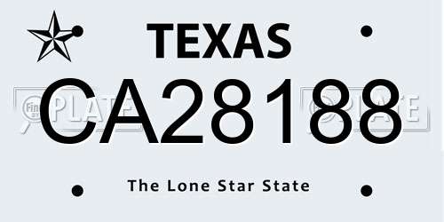 CA28188 Texas License Plate