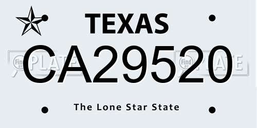 CA29520 Texas License Plate