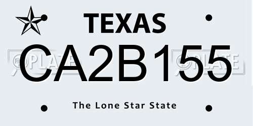 CA2B155 Texas License Plate