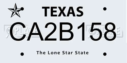 CA2B158 Texas License Plate