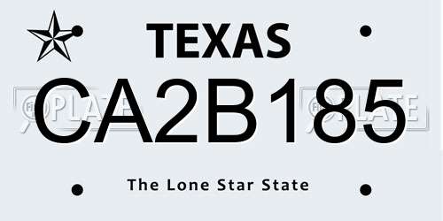 CA2B185 Texas License Plate
