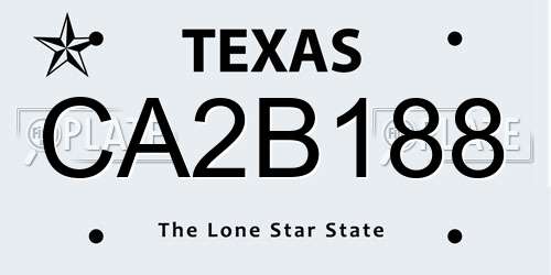 CA2B188 Texas License Plate