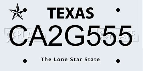 CA2G555 Texas License Plate
