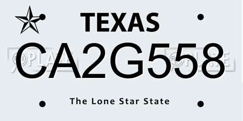 CA2G558 Texas License Plate