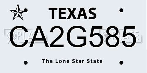 CA2G585 Texas License Plate