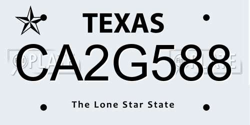 CA2G588 Texas License Plate