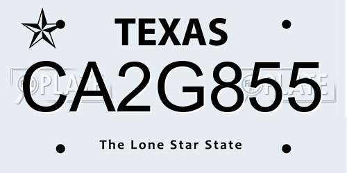CA2G855 Texas License Plate
