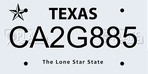 CA2G885 Texas License Plate