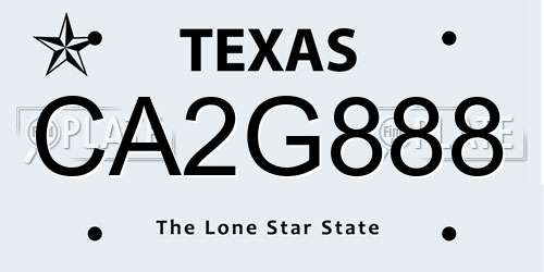 CA2G888 Texas License Plate