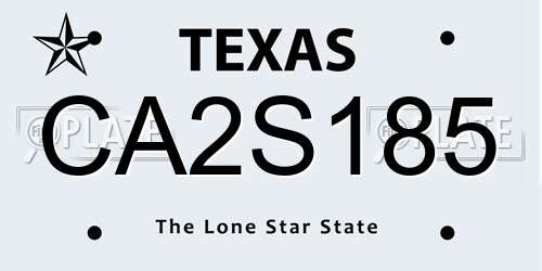 CA2S185 Texas License Plate