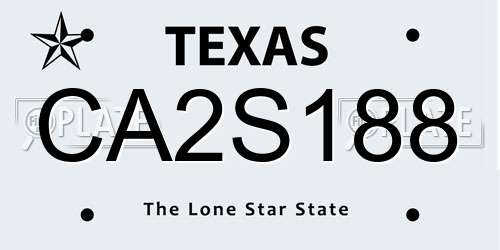 CA2S188 Texas License Plate