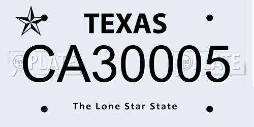 CA30005 Texas License Plate