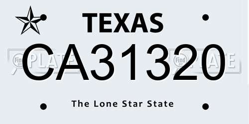 CA31320 Texas License Plate