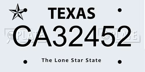 CA32452 Texas License Plate