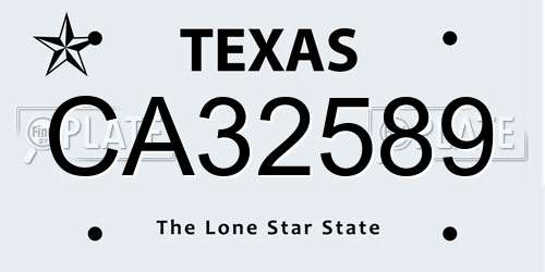 CA32589 Texas License Plate