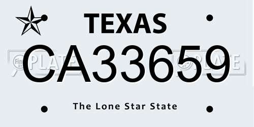 CA33659 Texas License Plate