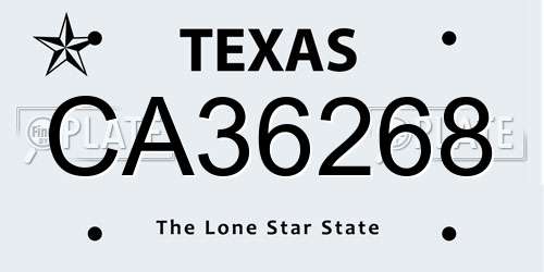 CA36268 Texas License Plate