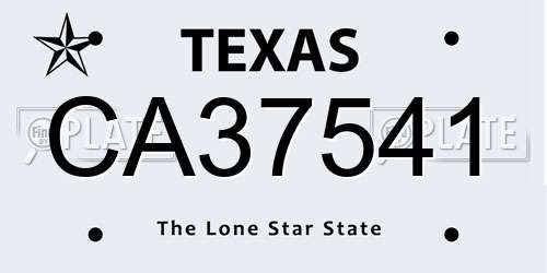 CA37541 Texas License Plate
