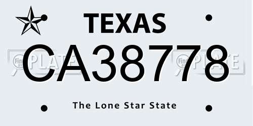CA38778 Texas License Plate