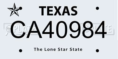 CA40984 Texas License Plate
