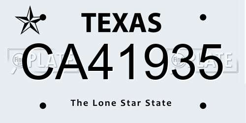 CA41935 Texas License Plate