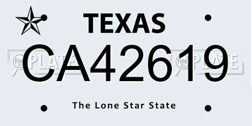 CA42619 Texas License Plate