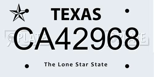 CA42968 Texas License Plate
