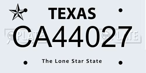 CA44027 Texas License Plate