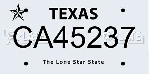 CA45237 Texas License Plate